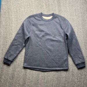 BC Clothing Sweater Medium Blue Waffle Knit Crew Neck Sherpa Lined Pullover